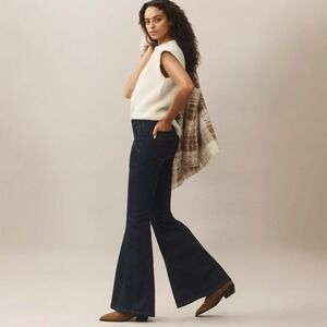 Pilcro‎ Anthropologie Puddle Dark Wash Flare Jeans 27 Bell Bottoms Retro